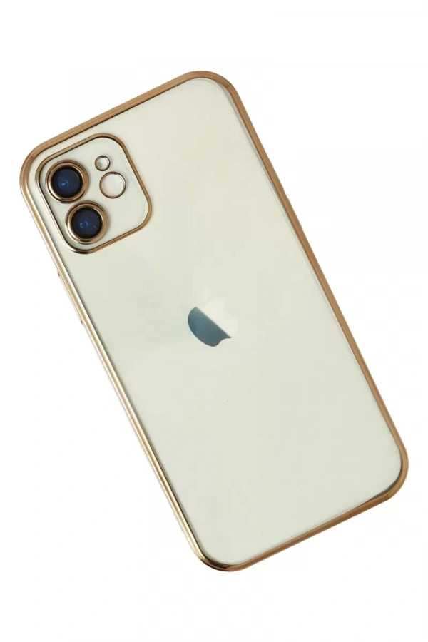 Apple iPhone 12 Kılıf Lensli Silikon - Gold
