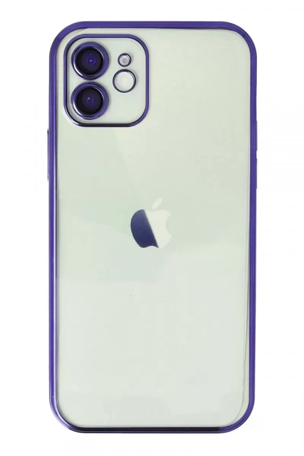 Apple iPhone 12 Kılıf Lensli Silikon - Mor