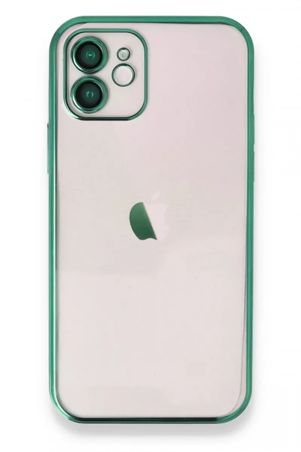 Apple iPhone 12 Kılıf Lensli Silikon - Yeşil