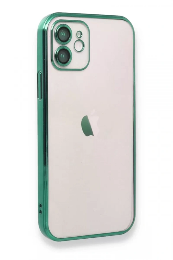 Apple iPhone 12 Kılıf Lensli Silikon - Yeşil