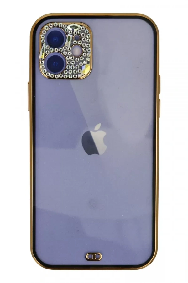 Apple iPhone 12 Kılıf Liva Taşlı Silikon - Siyah