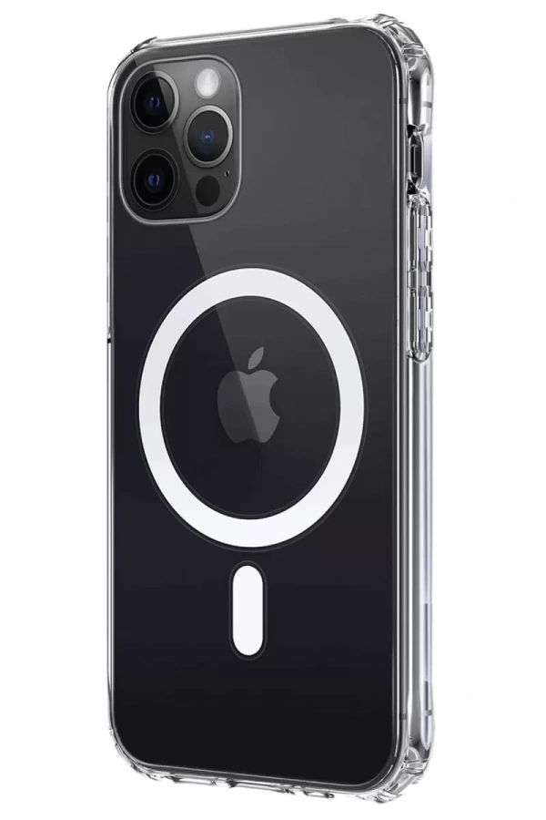 Apple iPhone 12 Kılıf Magneticsafe Şeffaf Silikon - Şeffaf
