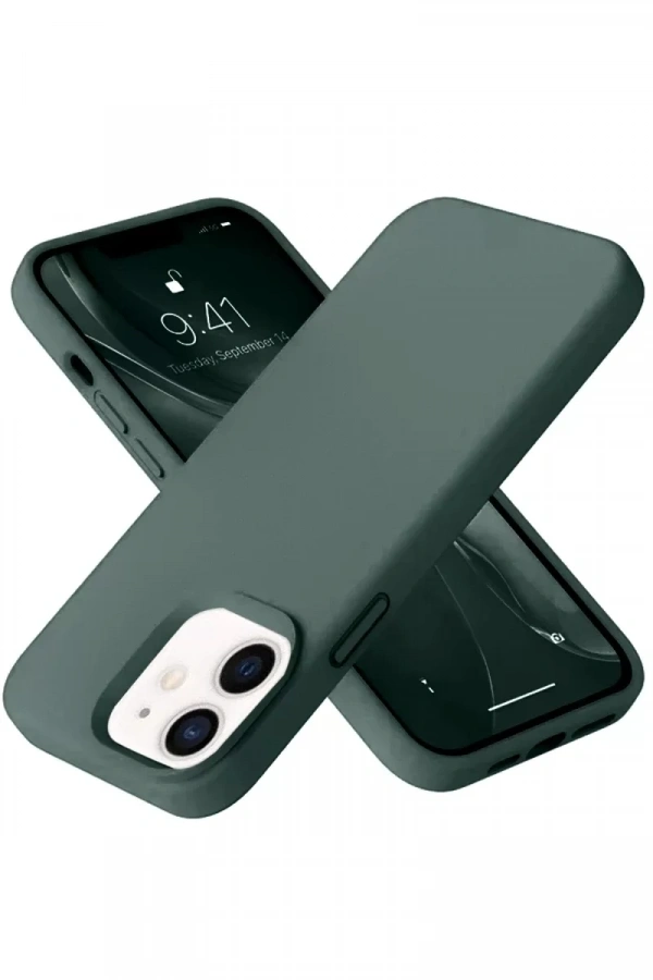 Apple iPhone 12 Kılıf Nano içi Kadife Silikon - Koyu Yeşil