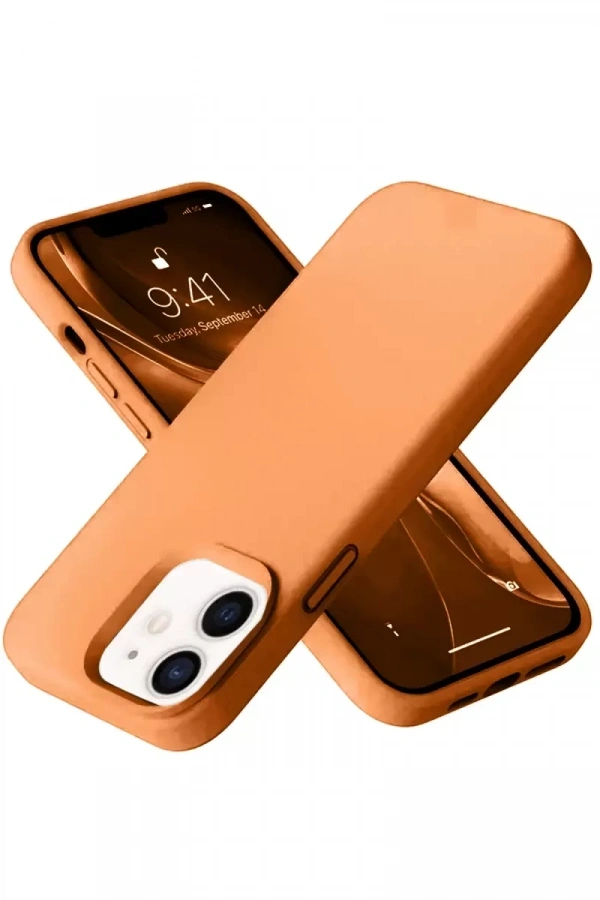 Apple iPhone 12 Kılıf Nano içi Kadife Silikon - Turuncu