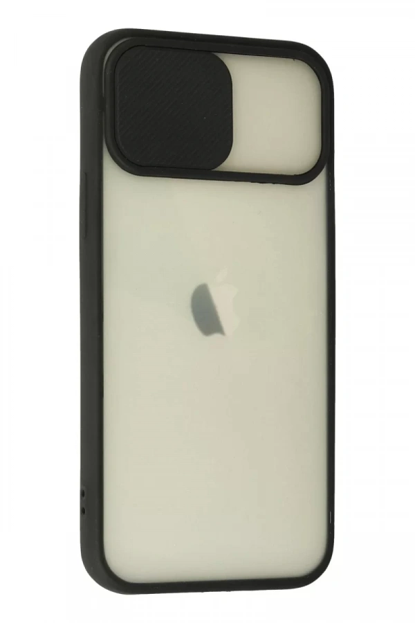 Apple iPhone 12 Kılıf Palm Buzlu Kamera Sürgülü Silikon - Siyah