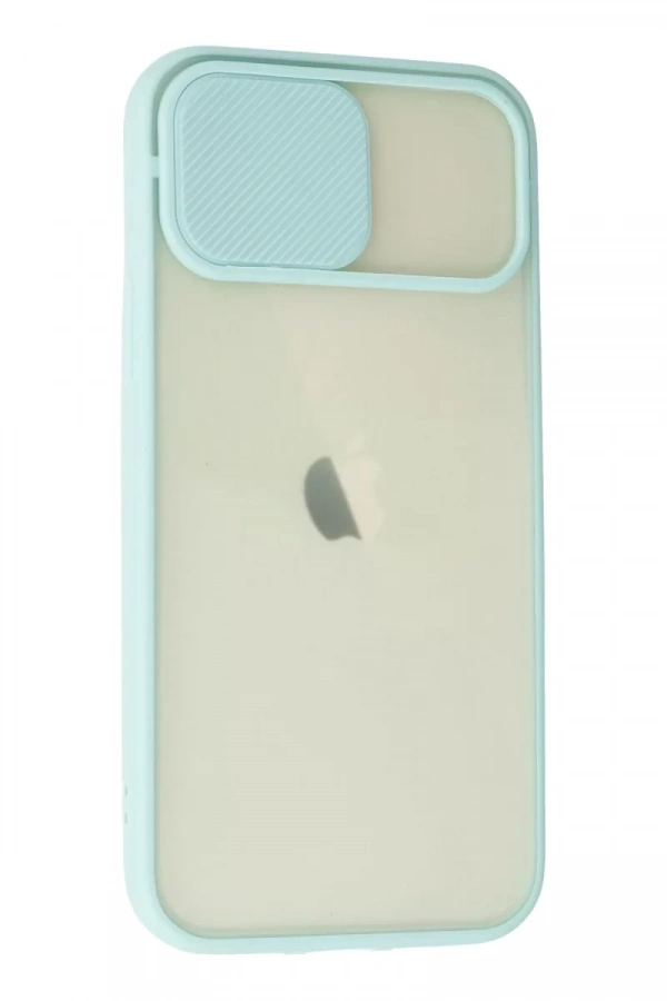 Apple iPhone 12 Kılıf Palm Buzlu Kamera Sürgülü Silikon - Turkuaz