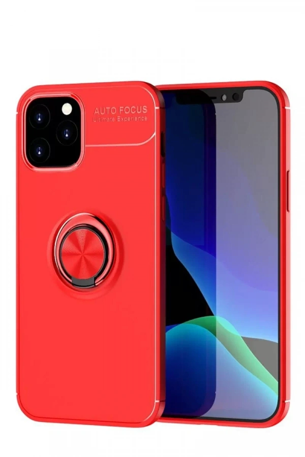 Apple iPhone 12 Kılıf Range Yüzüklü Silikon - Kırmızı