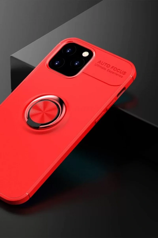 Apple iPhone 12 Kılıf Range Yüzüklü Silikon - Kırmızı