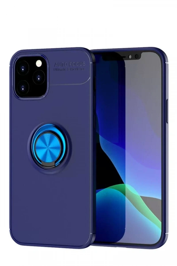 Apple iPhone 12 Kılıf Range Yüzüklü Silikon - Mavi