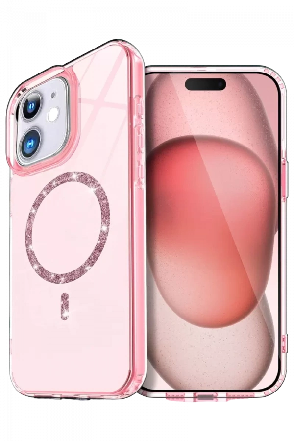 Apple iPhone 12 Live Diamond Magsafe Kapak - Pembe