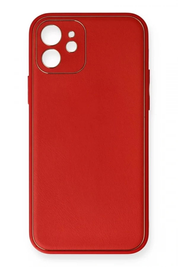 Apple iPhone 12 Mini Kılıf Coco Deri Silikon Kapak - Kırmızı