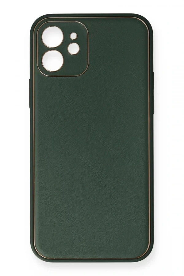 Apple iPhone 12 Mini Kılıf Coco Deri Silikon Kapak - Yeşil
