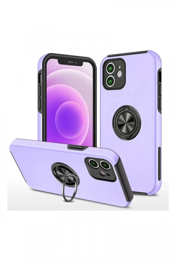 Apple iPhone 12 Mini Kılıf Elit Yüzüklü Kapak - Mor