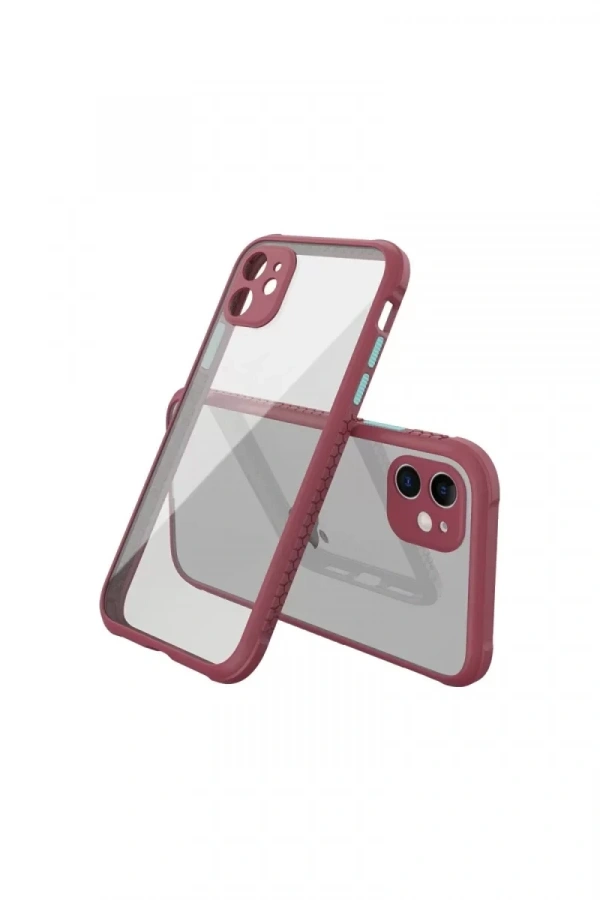 Apple iPhone 12 Mini Kılıf Miami Şeffaf Silikon - Fuşya