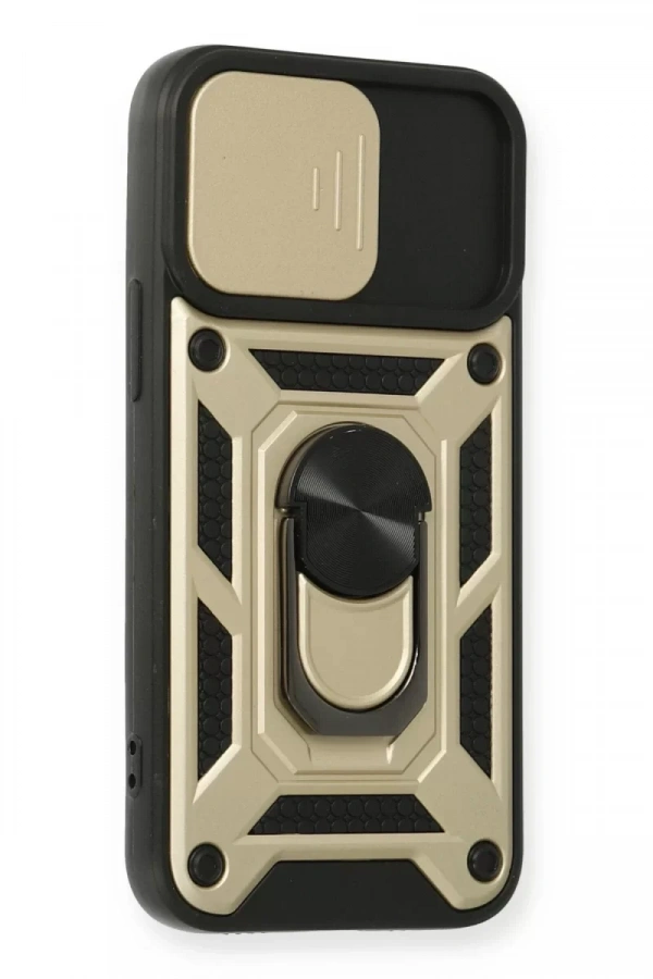 Apple iPhone 12 Mini Kılıf Pars Lens Yüzüklü Silikon - Gold