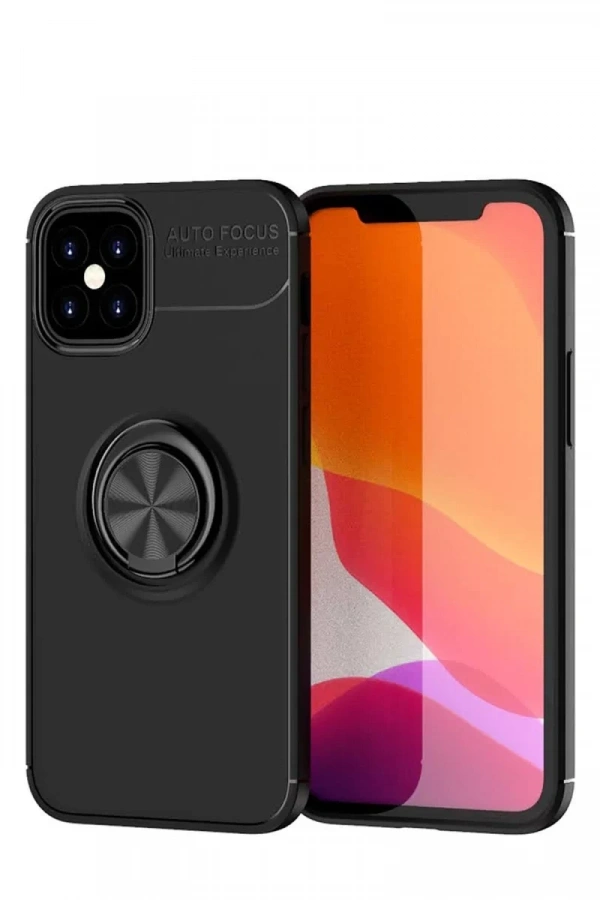 Apple iPhone 12 Mini Kılıf Range Yüzüklü Silikon - Siyah