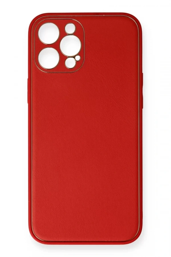 Apple iPhone 12 Pro Kılıf Coco Deri Silikon Kapak - Kırmızı