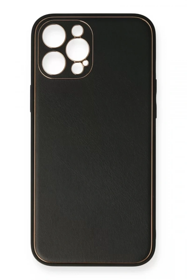 Apple iPhone 12 Pro Kılıf Coco Deri Silikon Kapak - Siyah