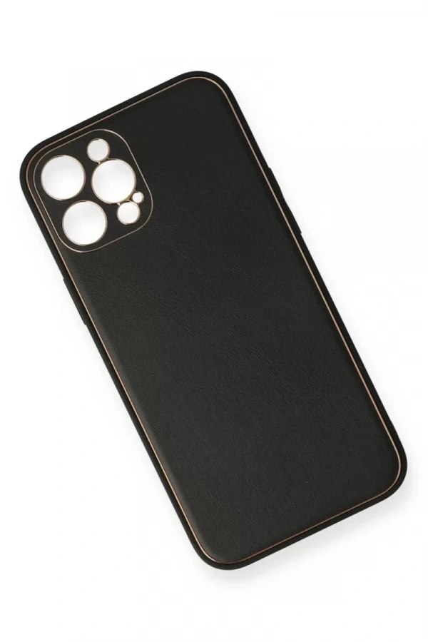 Apple iPhone 12 Pro Kılıf Coco Deri Silikon Kapak - Siyah
