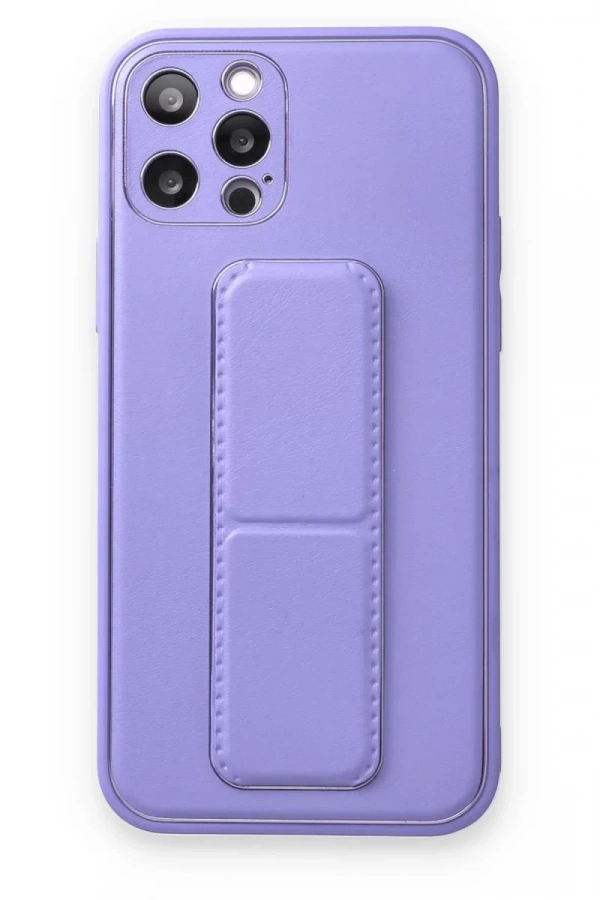 Apple iPhone 12 Pro Kılıf Coco Deri Standlı Kapak - Koyu Lila