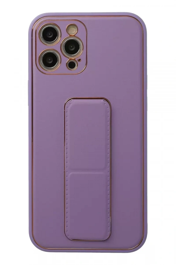Apple iPhone 12 Pro Kılıf Coco Deri Standlı Kapak - Lila
