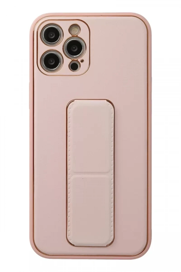 Apple iPhone 12 Pro Kılıf Coco Deri Standlı Kapak - Pembe