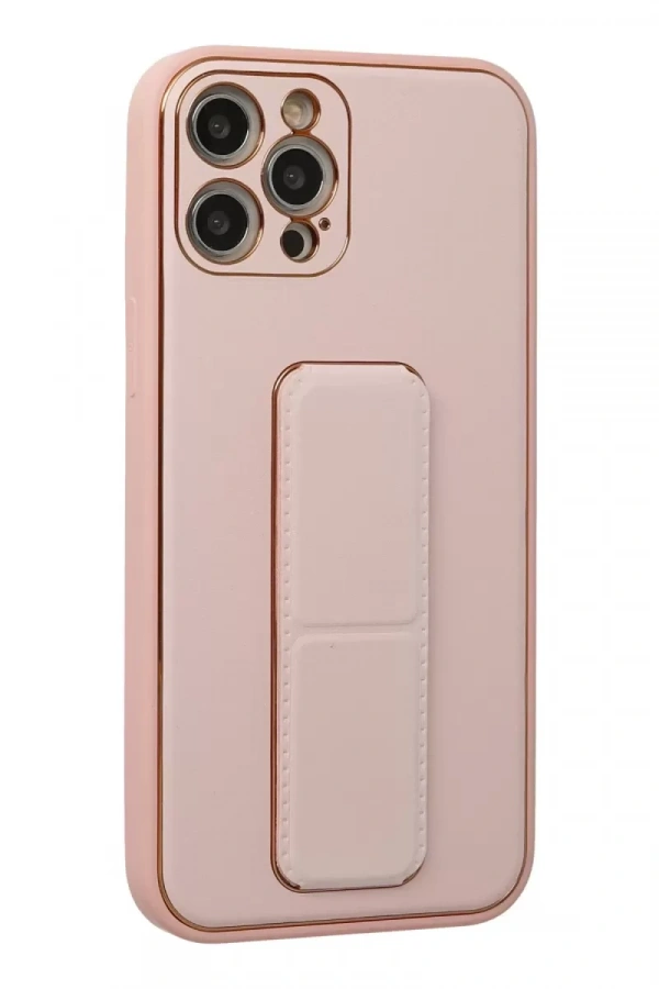 Apple iPhone 12 Pro Kılıf Coco Deri Standlı Kapak - Pembe