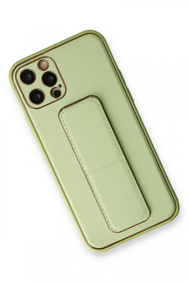 Apple iPhone 12 Pro Kılıf Coco Deri Standlı Kapak - Su Yeşili
