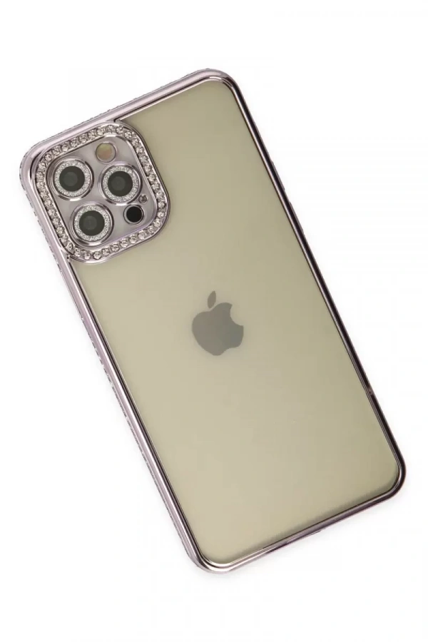Apple iPhone 12 Pro Kılıf Joke Taşlı Silikon - Mor