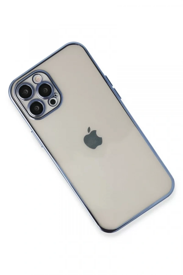 Apple iPhone 12 Pro Kılıf Lensli Silikon - Açık Mavi