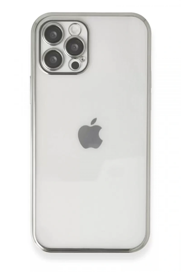 Apple iPhone 12 Pro Kılıf Lensli Silikon - Gümüş