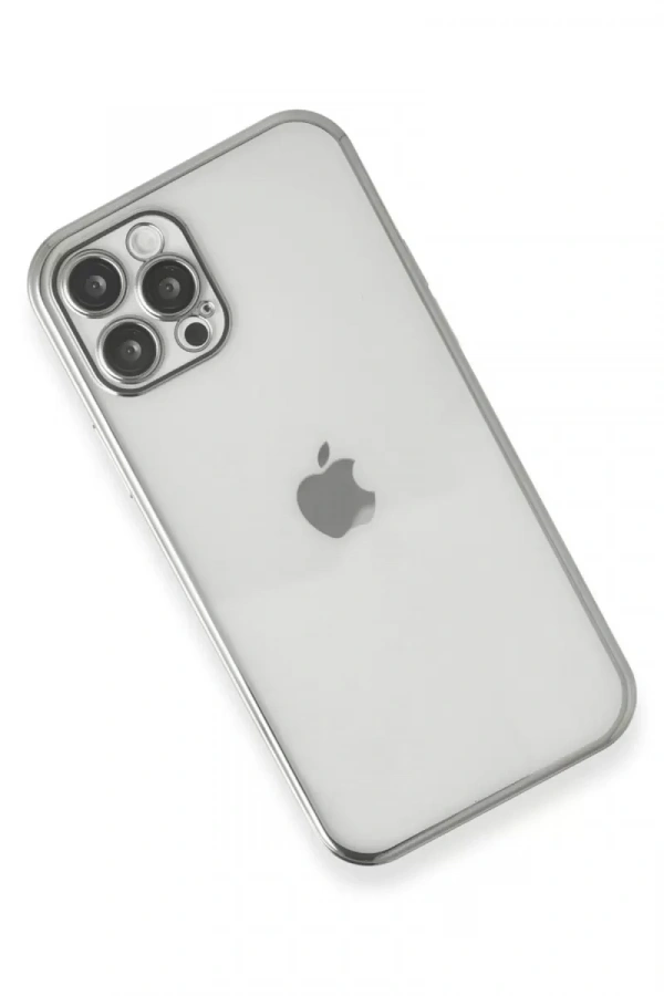 Apple iPhone 12 Pro Kılıf Lensli Silikon - Gümüş