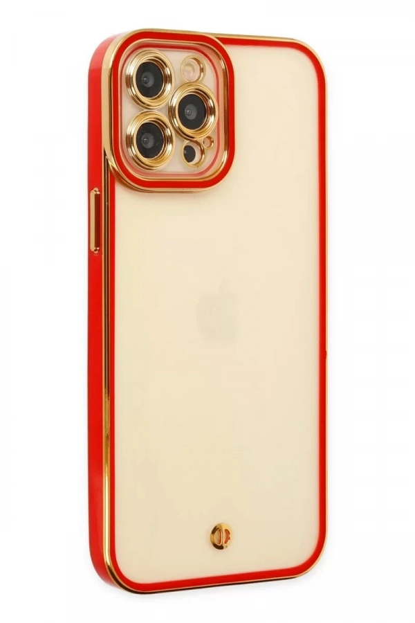 Apple iPhone 12 Pro Kılıf Liva Lens Silikon - Kırmızı