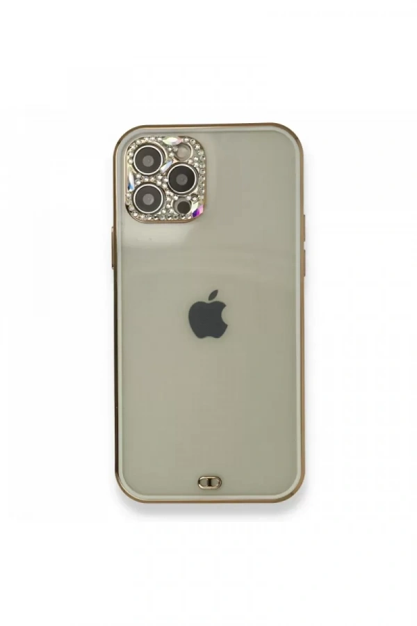 Apple iPhone 12 Pro Kılıf Liva Taşlı Silikon - Beyaz