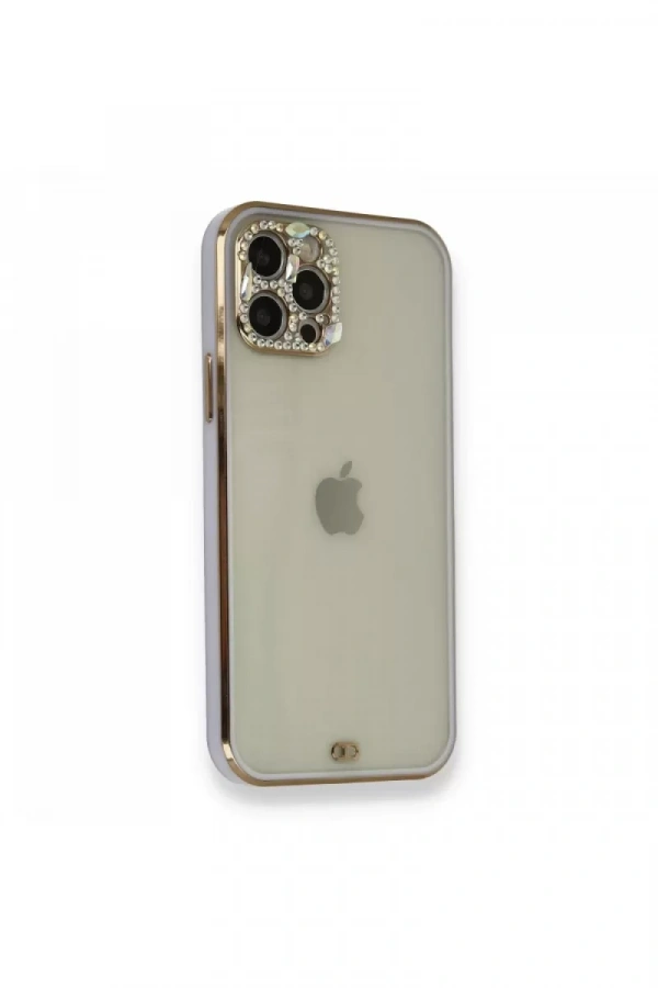 Apple iPhone 12 Pro Kılıf Liva Taşlı Silikon - Mor