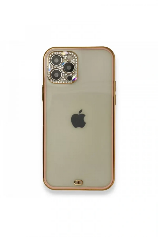 Apple iPhone 12 Pro Kılıf Liva Taşlı Silikon - Pembe