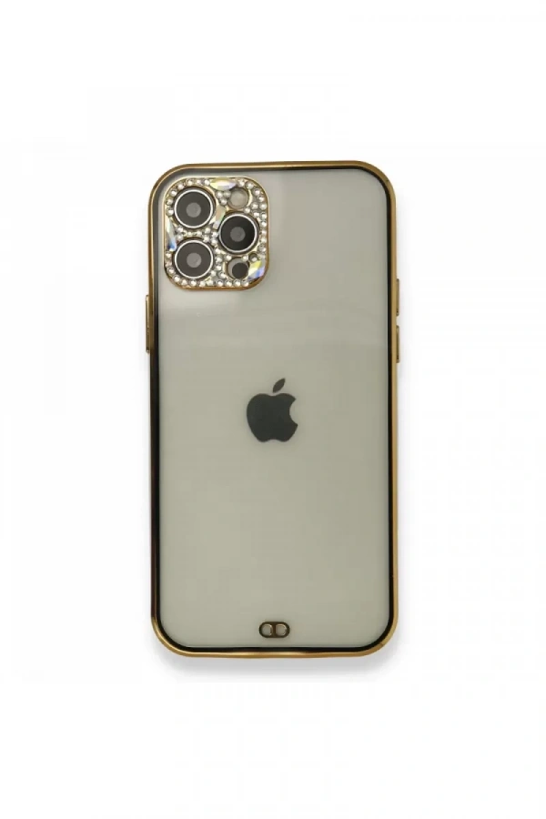 Apple iPhone 12 Pro Kılıf Liva Taşlı Silikon - Siyah