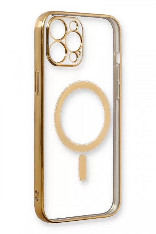 Apple iPhone 12 Pro Kılıf Magneticsafe Lazer Silikon - Gold