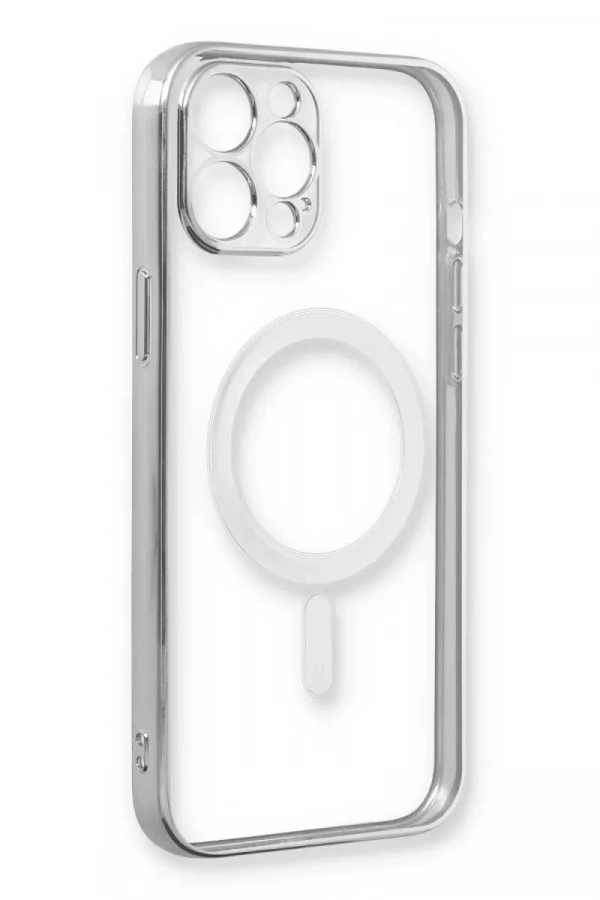 Apple iPhone 12 Pro Kılıf Magneticsafe Lazer Silikon - Gümüş
