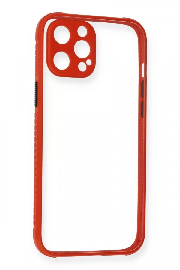 Apple iPhone 12 Pro Kılıf Miami Şeffaf Silikon - Kırmızı