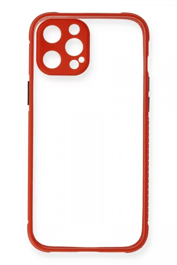 Apple iPhone 12 Pro Kılıf Miami Şeffaf Silikon - Kırmızı
