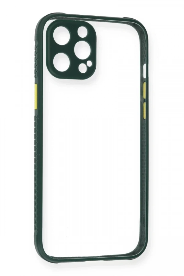 Apple iPhone 12 Pro Kılıf Miami Şeffaf Silikon - Koyu Yeşil