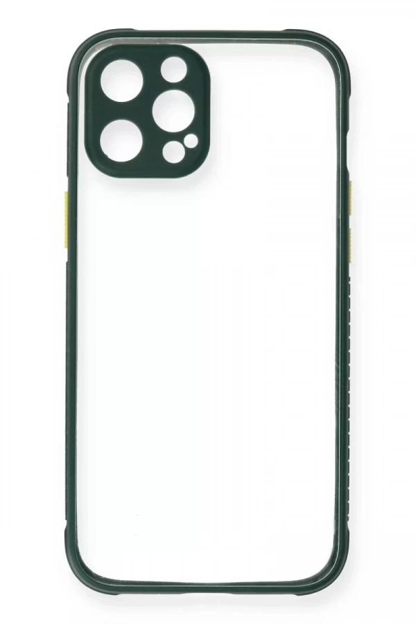 Apple iPhone 12 Pro Kılıf Miami Şeffaf Silikon - Koyu Yeşil