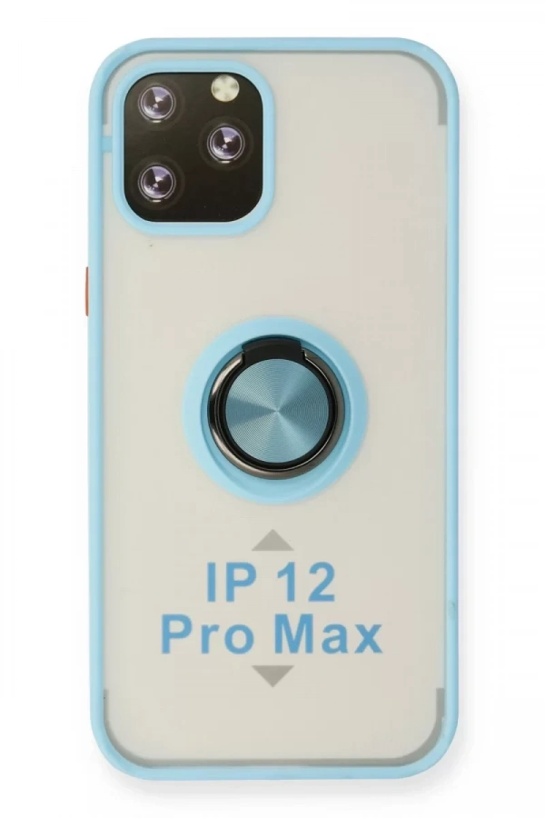 Apple iPhone 12 Pro Kılıf Montreal Yüzüklü Silikon Kapak - Buz Mavi