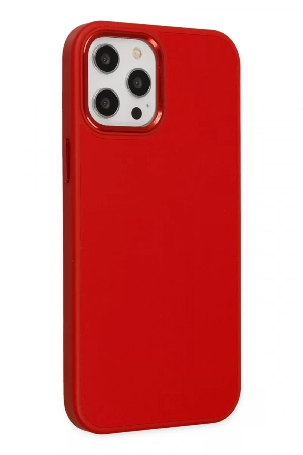 Apple iPhone 12 Pro Max Kılıf Asya Deri Silikon - Kırmızı