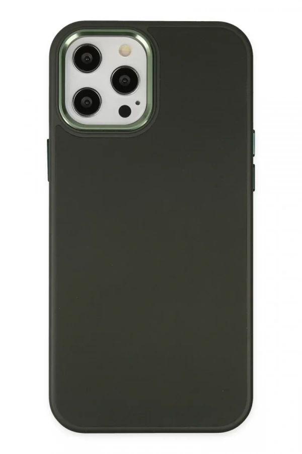 Apple iPhone 12 Pro Max Kılıf Asya Deri Silikon - Koyu Yeşil