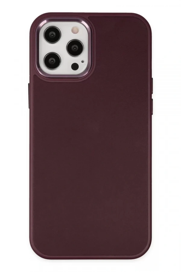 Apple iPhone 12 Pro Max Kılıf Asya Deri Silikon - Mürdüm