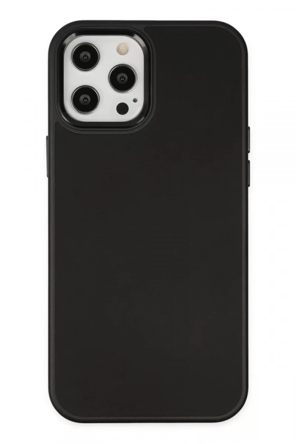 Apple iPhone 12 Pro Max Kılıf Asya Deri Silikon - Siyah