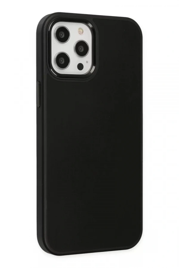 Apple iPhone 12 Pro Max Kılıf Asya Deri Silikon - Siyah