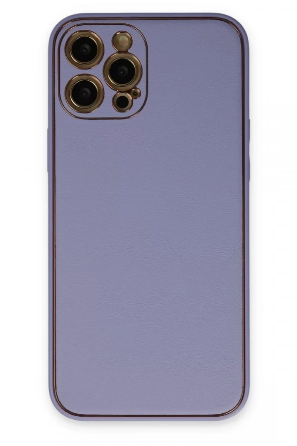 Apple iPhone 12 Pro Max Kılıf Coco Deri Silikon Kapak - Açık Lila